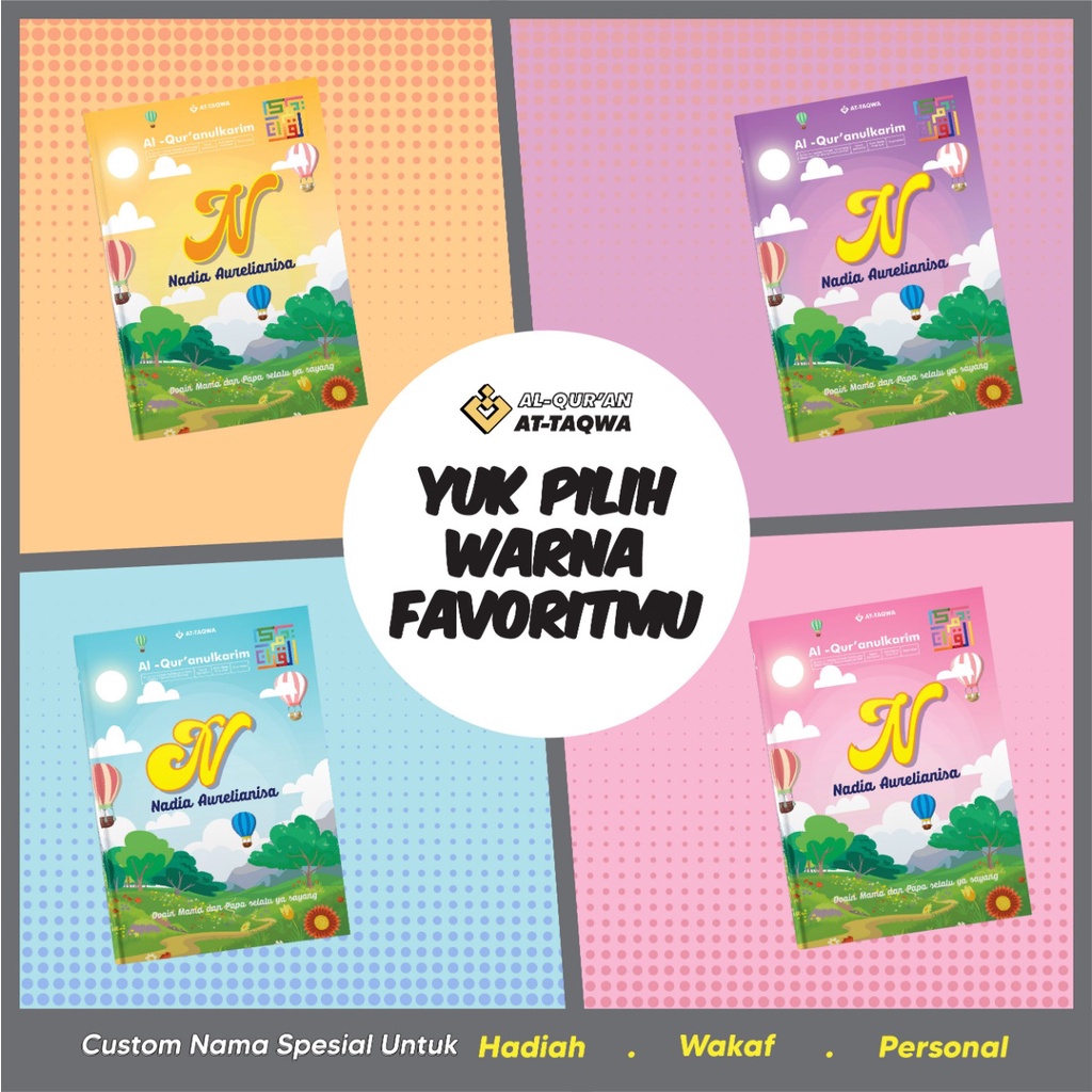 AL QURAN CUSTOM NAMA ATTAQWA KIDS BALON ALQURAN HAFALAN ANAK TERJEMAHAN PERKATA GRATIS CUSTOM A5
