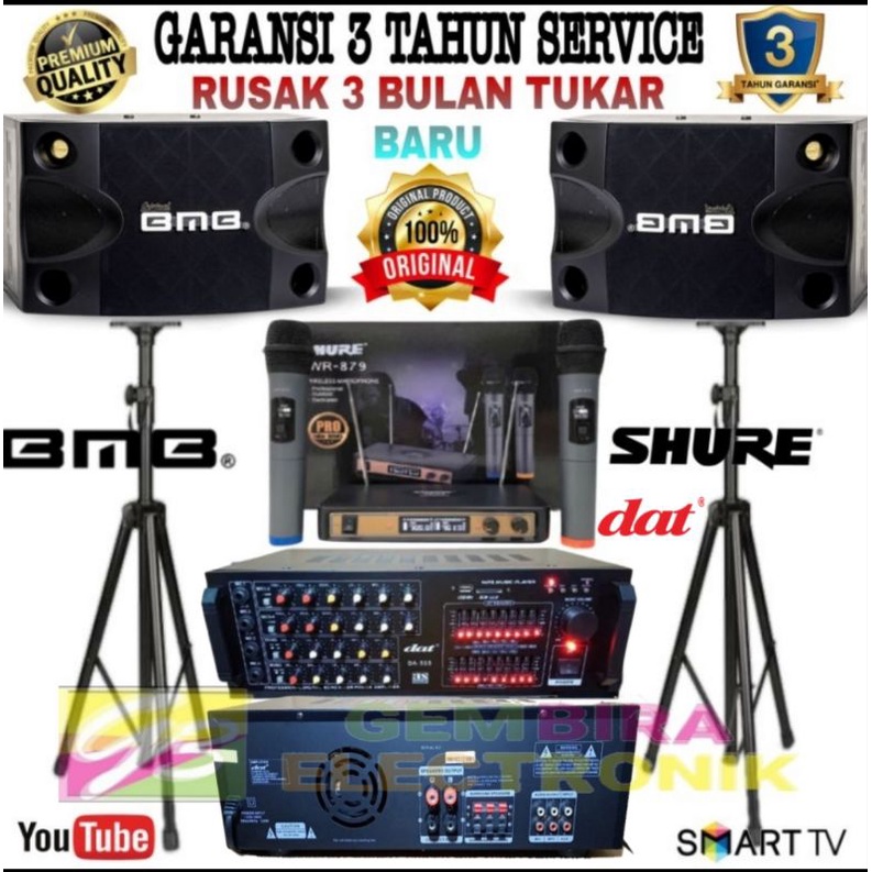 Paket Karaoke Speaker BMB 8 inch Profesional ampli mixer DAT Original