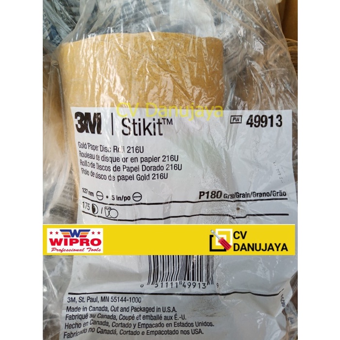 3M Stikit Gold Paper Disc Roll 216U 5in x NH P180