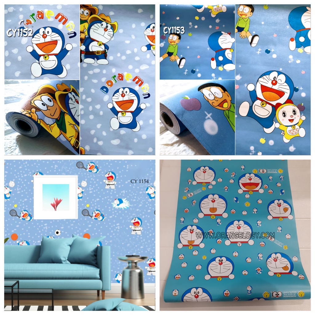 Wallpaper Dinding 3D Wallpaper Stiker Kamar Tidur Stiker Dinding Anak Wallpaper Stiker Doraemon Wallstiker 45cm x 8m Stiker Dinding Aesthetic