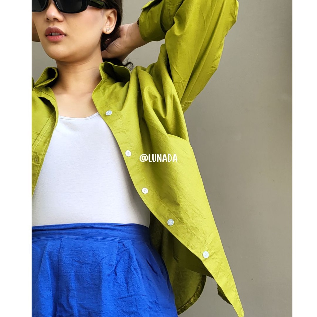 KEMEJA WANITA TANGAN PANJANG KOREAN OVERSIZED STYLE - KEMEJA BASIC COLORFULL - LYLA SHIRT