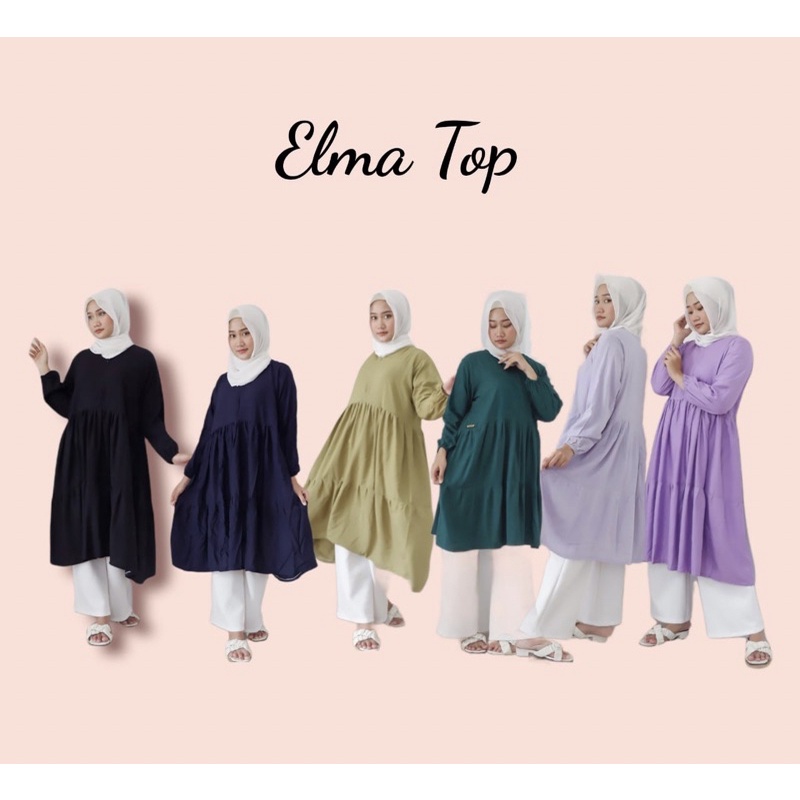 Elma Top / Tunik rayon jumbo/ mididress rayon  / tunik rayon polos / atasan jumbo murah