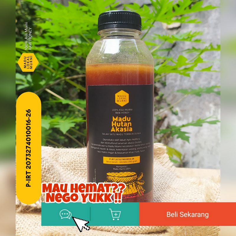 

MADU HUTAN AKASIA MULTIFLORA Asli Murni Alami 100% Kemasan 600 Gram Diproduksi Lebah Apis melifera yang Menghisap Nektar Ekstrafloral Pohon Akasia Crassicarpa dan Pohon Lain di Hutan Jambi dan Riau Pulau Sumatera, Telah Diuji Laboratorium dan Sudah P-IRT