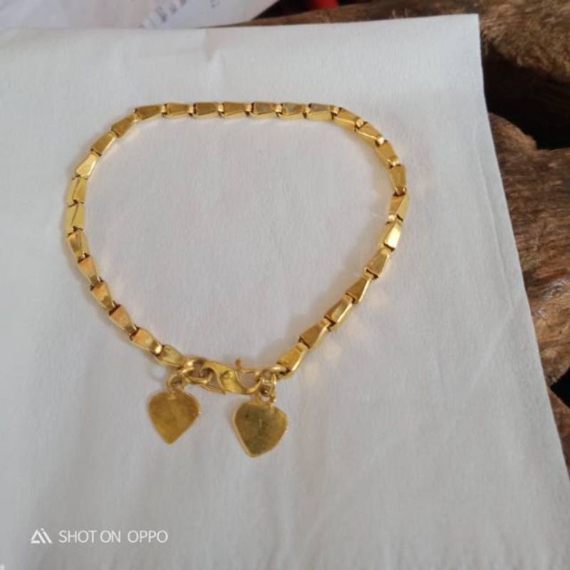 gelang dewasa emas muda motif padi kadar 18k/375 berat 4gram