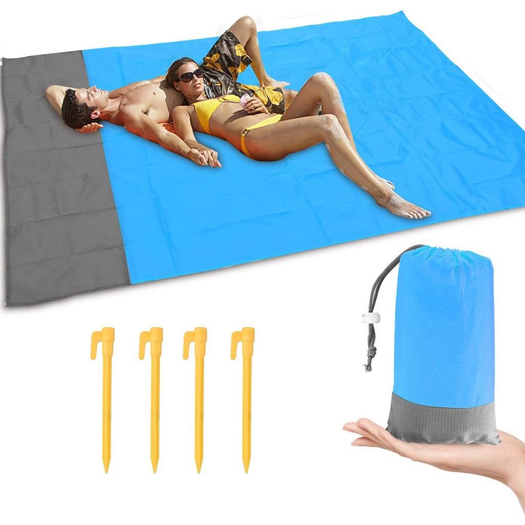 Large Waterproof Beach Blanket Picnic Blanket Floor Mat Folding Outdoor Camping Shopee Indonesia