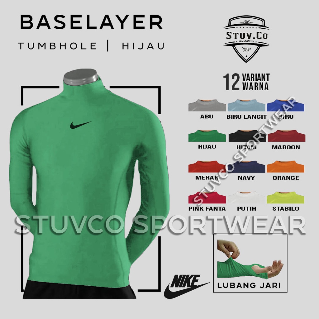 BASELAYER LONGSLEEVE THUMBHOLE LENGAN PANJANG JARI RENANG DIVING HIKING LATIHAN FITNESS PRIA