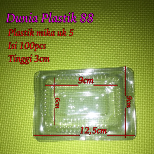 Isi100pcs MIKA UKURAN 5 box plastik lipat staples bening tempat wadah saji kue makanan nasi kuning