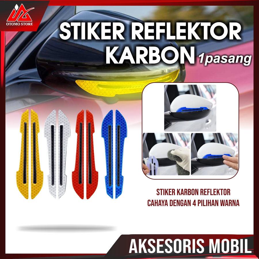 STIKER REFLEKTOR 3D Sticker Reflector (2 Pcs) Carbon Spion Stiker Reflektor Pantulan Cahaya Mobil