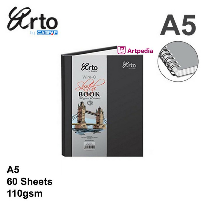 

[Promo] Arto A5 Wire O Hard Cover Sketch Book 110gsm Sketch Book ARTO Wire O Murah