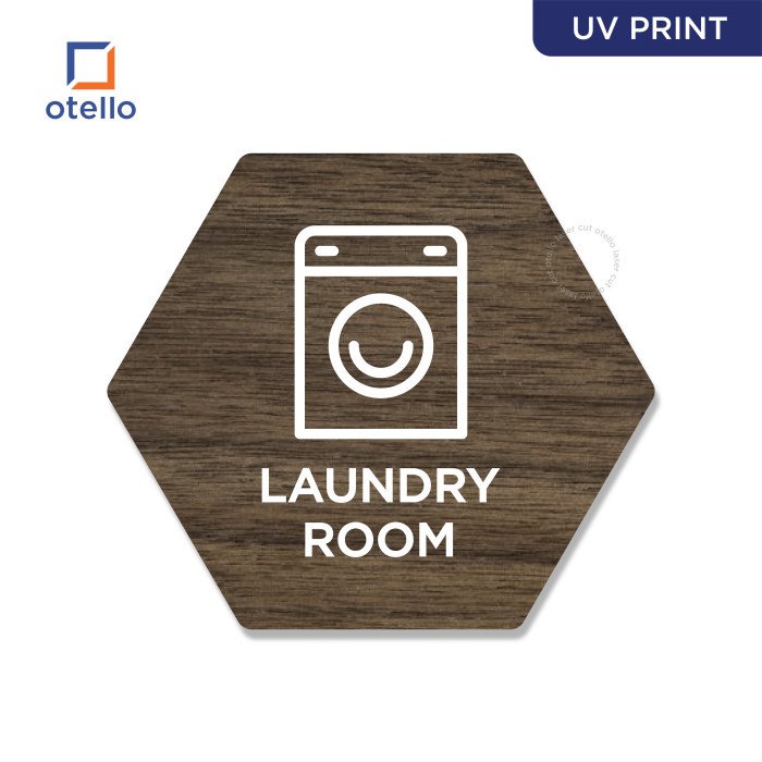 Signage Laundry Room Label Hiasan Dinding Kayu Stiker Wall Dekorasi