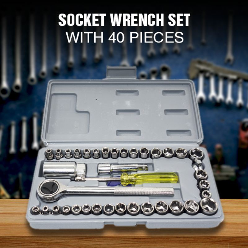 Kunci Sok 40 Pcs Kunci Sock Shock 40 Pcs Full Set Lengkap Tool Kit Wrench Ring Pas Aiwa Mobil Motor