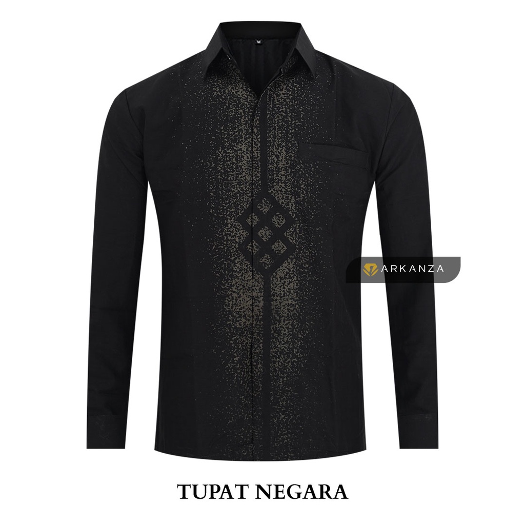 BATIK ARKANZA Motif TUPAT NAGARA Hem Atasan Kemeja Baju Batik Pria Cowok Produsen Slimfit Memakai Furing Lengan Pendek