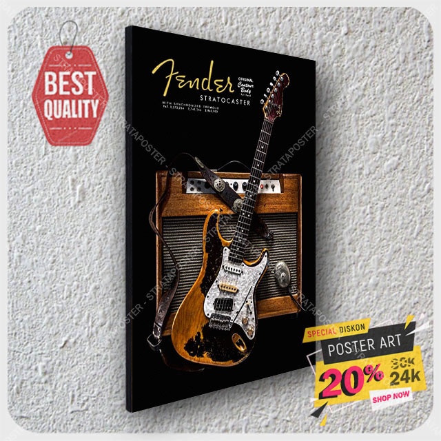 Poster dinding - Hiasan dinding Gitar - Poster vintage - Poster - Pajangan dinding - Poster Musik - Gitar Fender - 203080STA