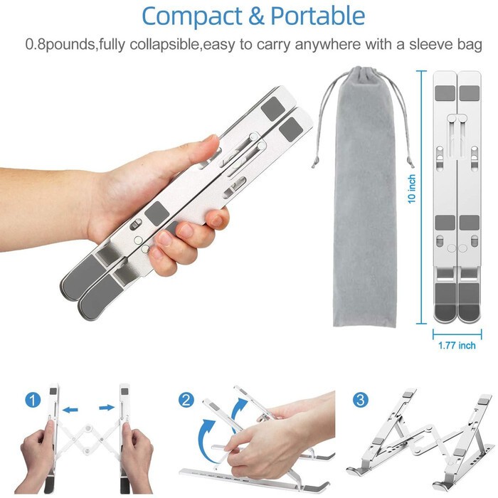 Laptop Notebook Macbook Tablet Stand Aluminium Adjustable Duduk Portable Notebook Holder LS-01&LS02-6