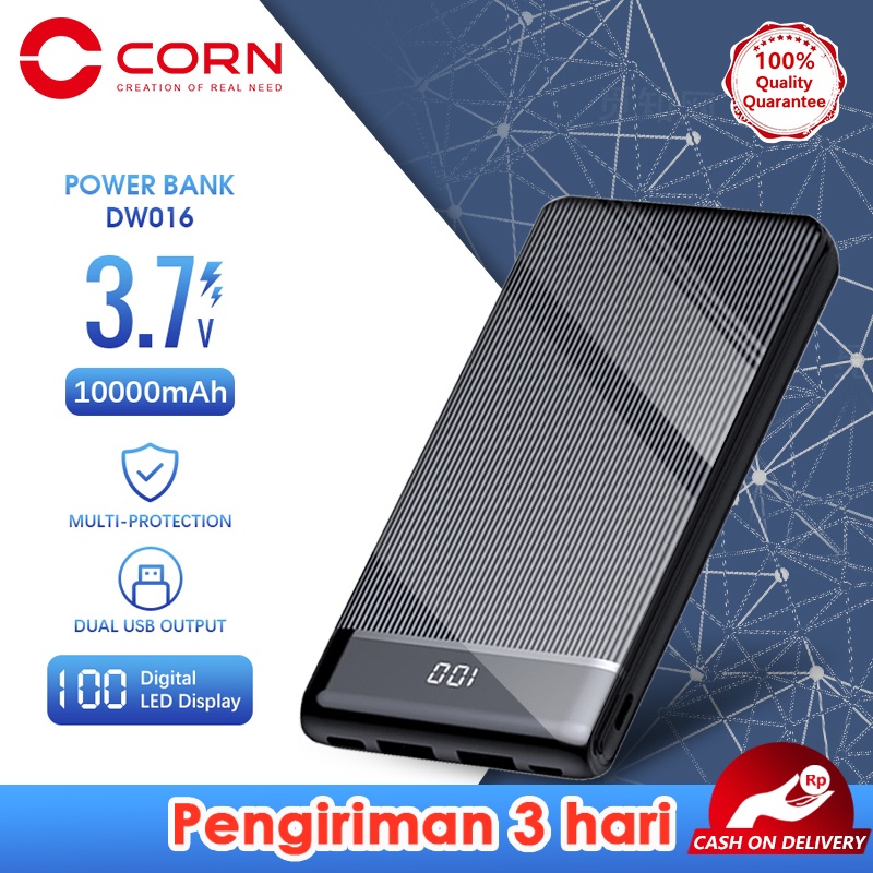 CORN DW016 10000mAh Powerbank Fast Charging Tampilan Digital untuk Samsung, Oppo, IVivo