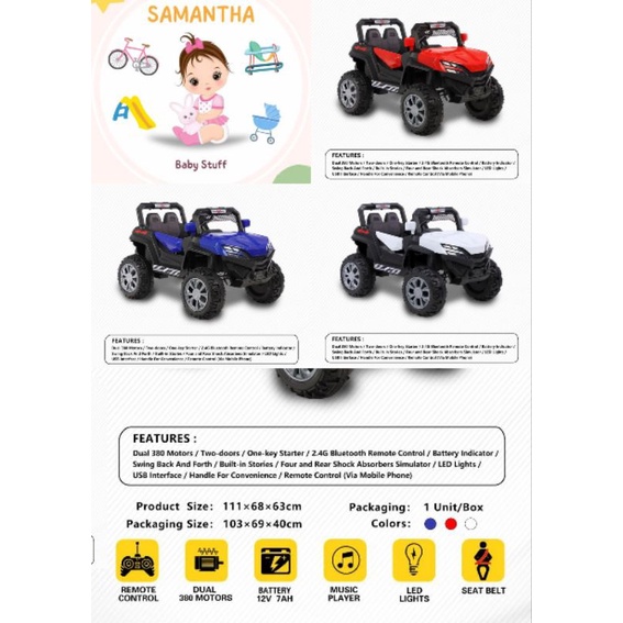 MAINAN MOBIL AKI ANAK JEEP EXOTIC 7706+ (BAN KARET)