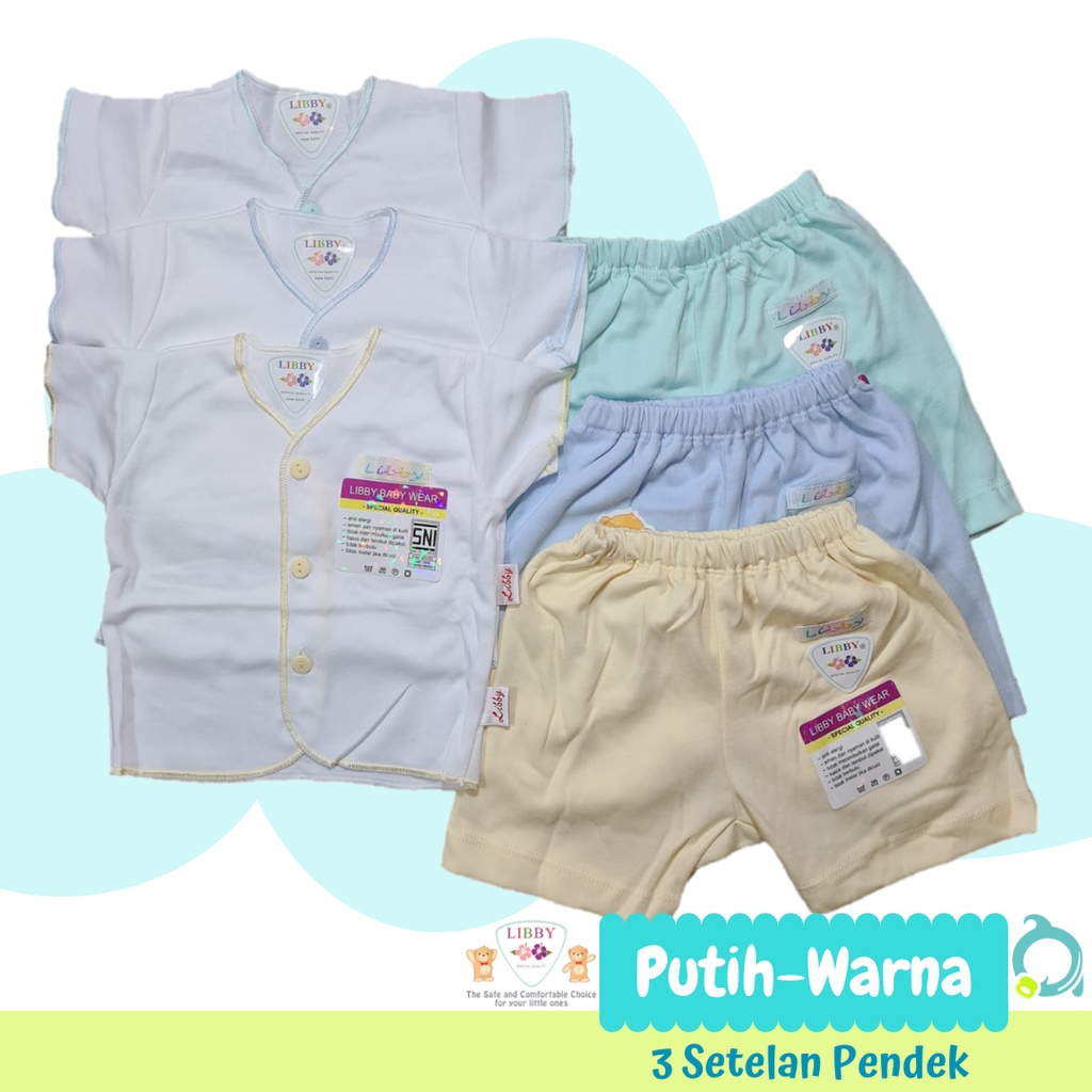 LIBBY 3 Stelan Pendek Warna Size Newborn | 3-6 Bulan