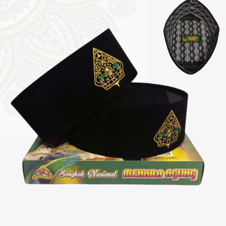 [PRODUK 70RKU] Peci Songkok Kopiah Hitam Logo Nu Wayang Bordir Computer DAL