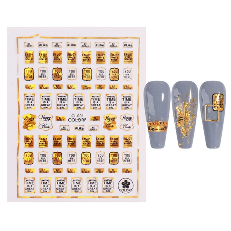 Siy Stiker Kuku Holografik 3d Motif Huruf Untuk Nail Art