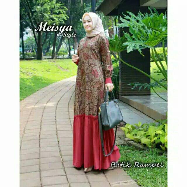 Termurah!! (ori & Busui) Gamis Batik Rempel Manggar, Padi,sekar,kubis, Meisya Style Syari - Kg075