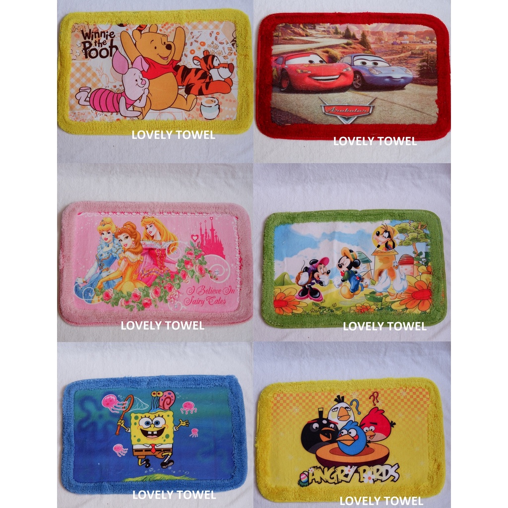 Keset Anak Character Disney Princess Cartoon Disney Spongebob Rumbai Anti Slip 60x40 cm