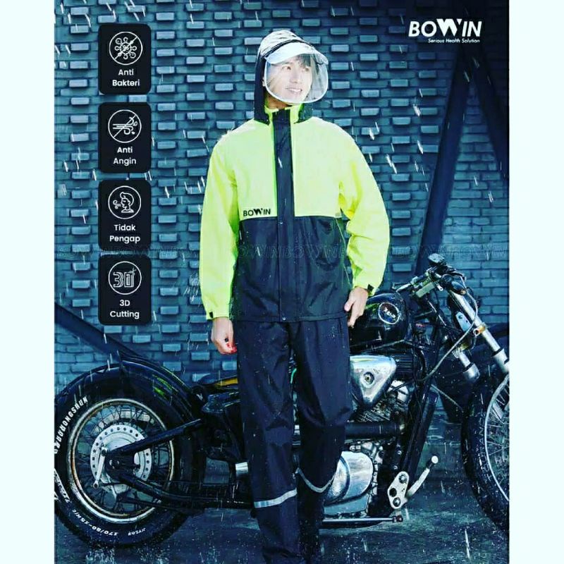 Jas ujan premium 3D cutting anti bakteri windproof bowin untuk pria dan wanita