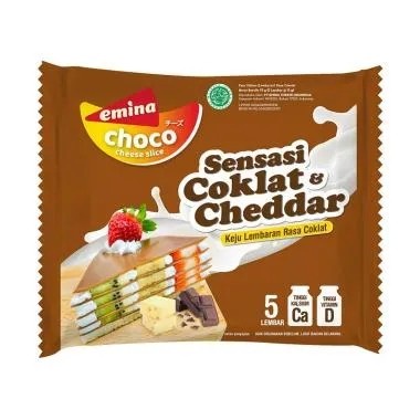 

Keju- Emina Cheese Slice Keju Lembaran Mozza / Choco / Chedda 75 Gram - Choco -Keju.