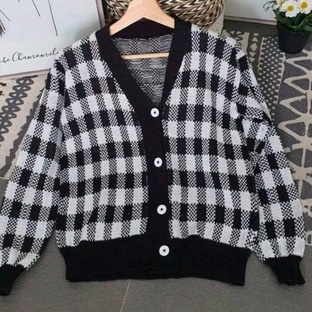 Cardigan Katty Rajut / Cardigan Kotak Kotak Rajut / Outerwear Cardigan Rajut Korean Style / Bahan Rajut Premium Remaja Wanita / Kardigan Sweater Remaja