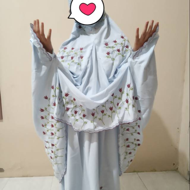 Mukena Rukuh Adem Bordir Kudus Halus Potongan Berlengan