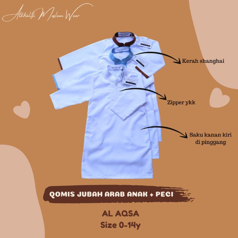 DISKON Size 0-1 Gamis Jubah Arab Anak | Gamis bayi | Koko Bayi | Baju Muslim Bayi Aqiqah AL-AQSA