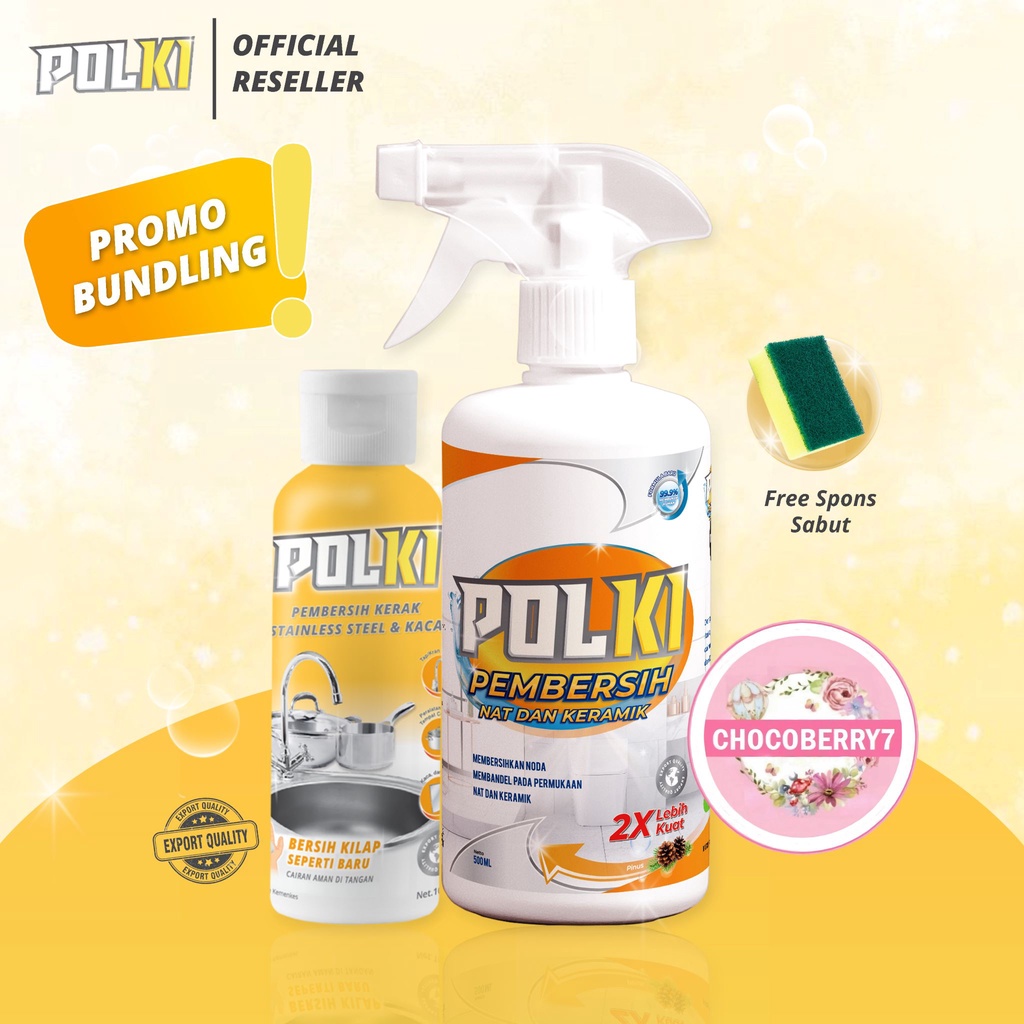 POLKI PAKET LENGKAP Pembersih Keramik 500ml + Kerak Kaca Stainless Steel 100ml