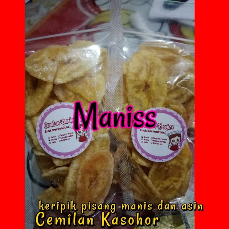 kripik pisang manis, asin