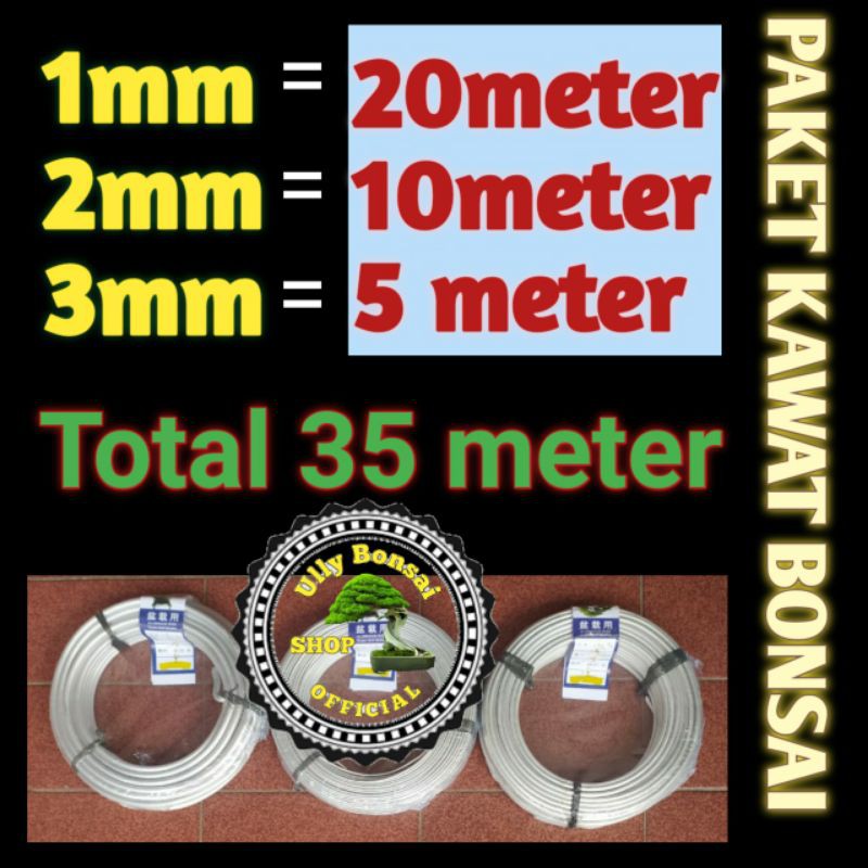 PAKET KAWAT BONSAI 1MM-20M 2MM-10M 3MM-5M