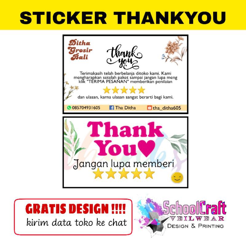 

(ISI 100 PCS) STICKER THANKYOU BESAR