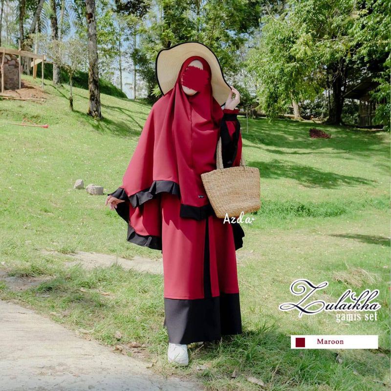 Gamis Zulaikha set by Azda | Gamis Khimar non pad Khimar kriwil