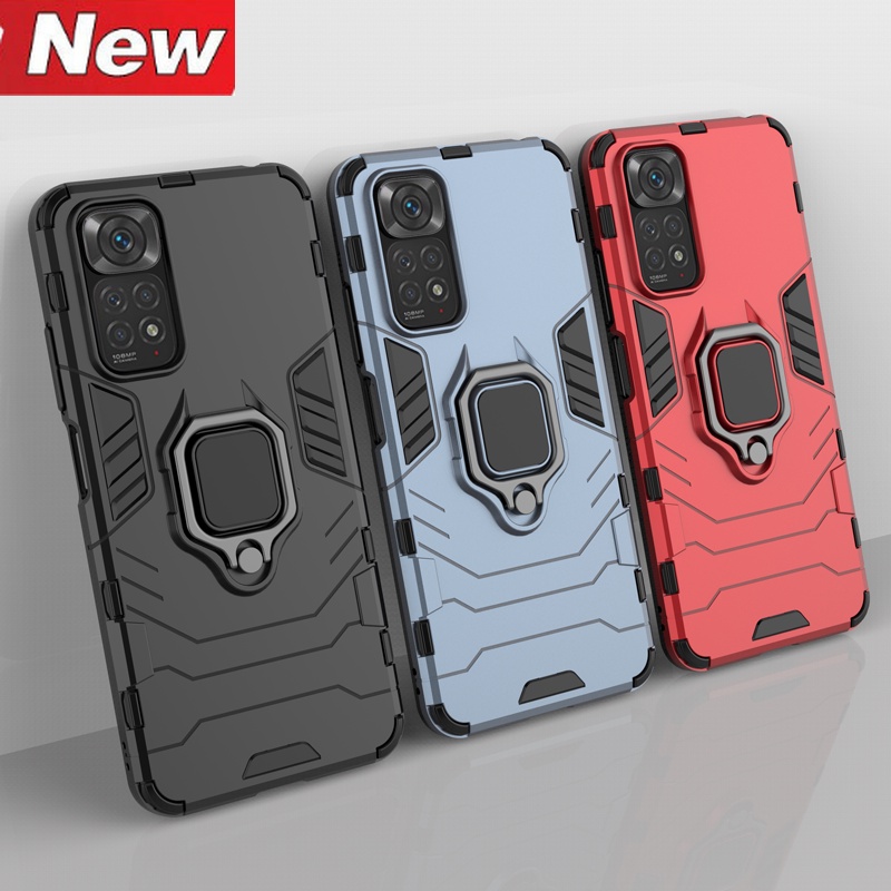 Casing Armor Xiaomi Redmi Note 11 11S 11S Shockproof Dengan Stand Holder Magnetik