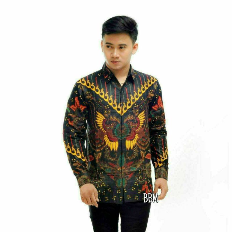 batik pria kemeja lengan panjang dengan ukuran m l xl xxl