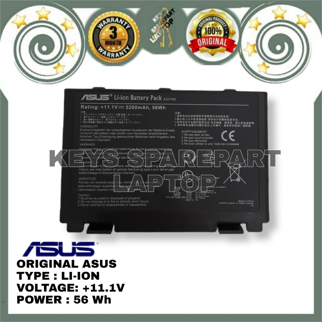 Original Baterai Battery batre Laptop Asus K40 K40E K40IJ A32-F52 A32-F82 K40ie K40N K40i K40ib K40IL K40in K40IP K40s K40IJ K40IN K401N F52 F82 K401 K50 P50 P81 X50 X70