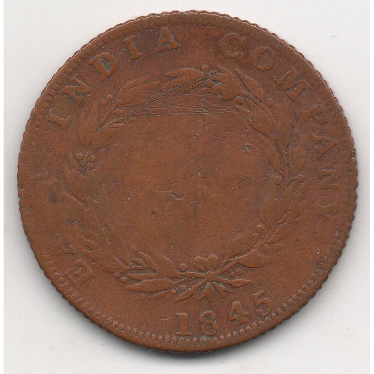 A2498 East India Company 1 Cent Tahun 1845 Sesuai Gambar