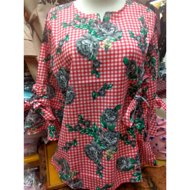 Atasan katun blouse kotak wanita bunga baju grosir abg Atasan katun blouse kotak wanita bunga baju grosir abg
