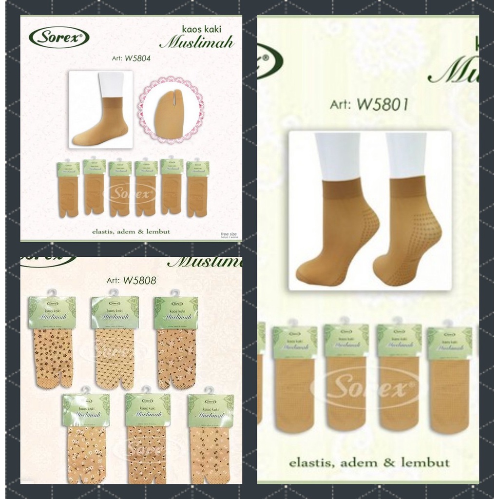 W 5801 KAOS KAKI MUSLIMAH Model BIASA PENDEK SOREX - Women Sock for Muslim Kaos Kaki  Muslimah w5801