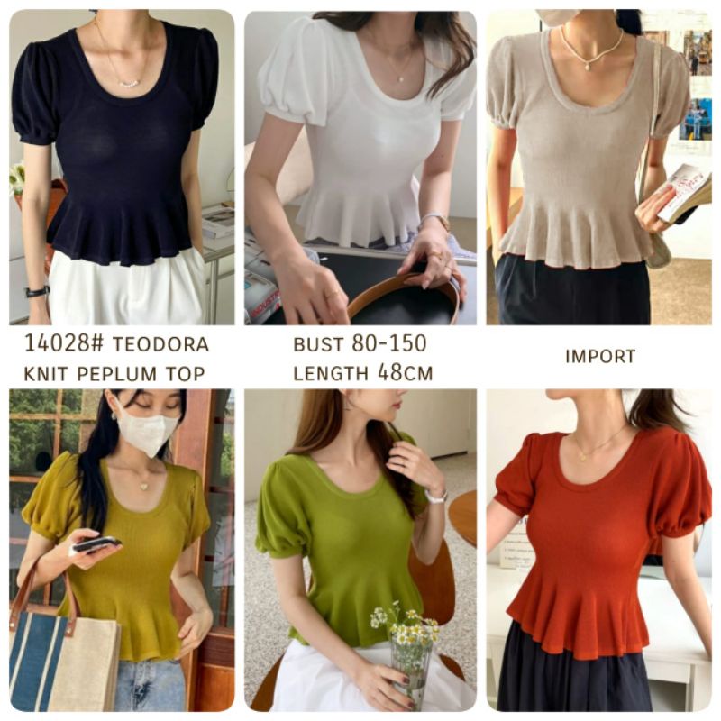 MDLV ~ 14028# Teodora Knit Peplum Top Atasan Blouse Rajut Fashion import