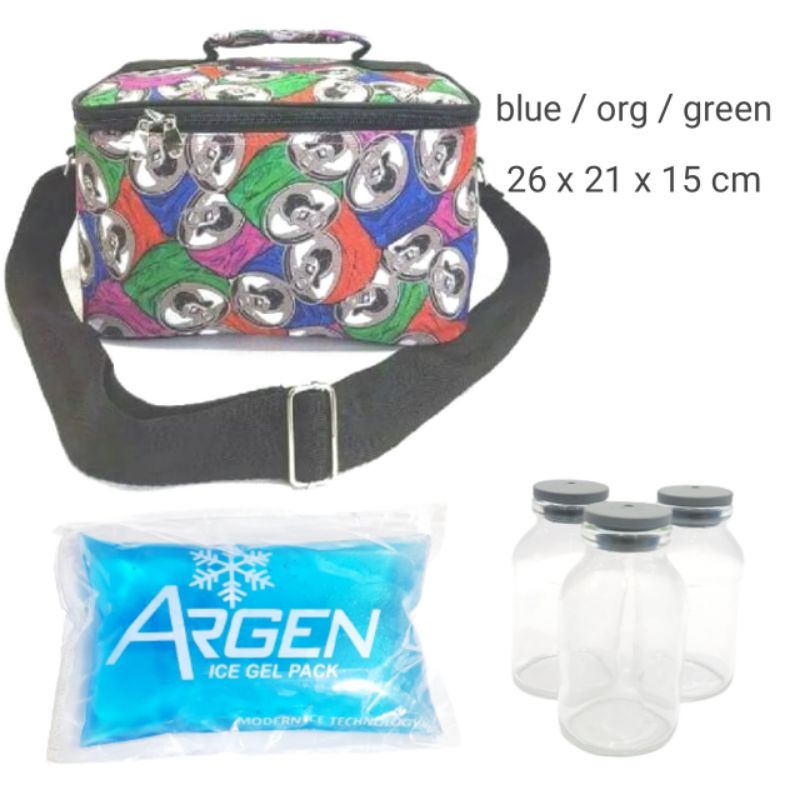 Tas Perlengkapan Asi   /  Asip + 3 Botol asi + 1 ice gel / Ukuran Besar 26x21x15 cm / tas perlengkapan menyusui asi asip