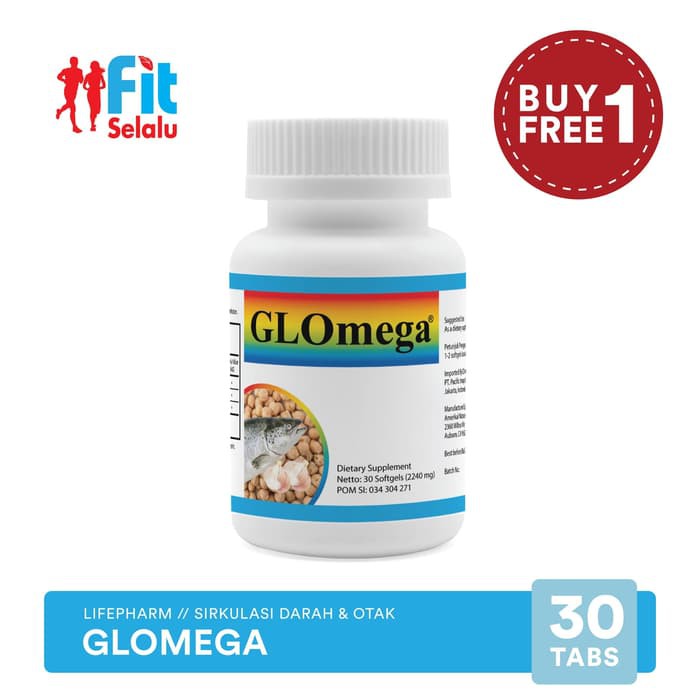 Glomega Lifepharm, suplemen Jantung, Otak, Mata sehat,30 Softgel