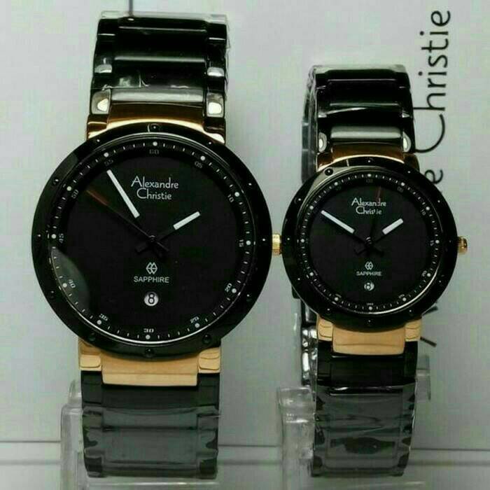 ALEXANDRE CHRISTIE WATCH AC 8229 COUPLE ROSEGOLD BLACK ORI