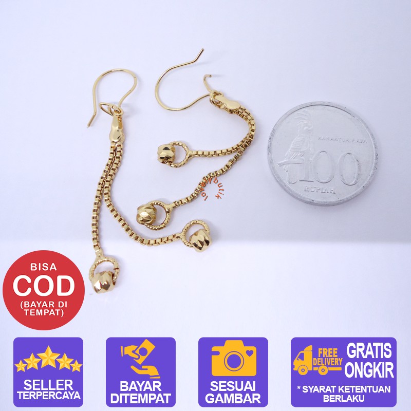 Lovelybutik - Anting Xuping Perhiasan Fashion Wanita Model Desi juntai Panjang Tali Italy Warna Emas