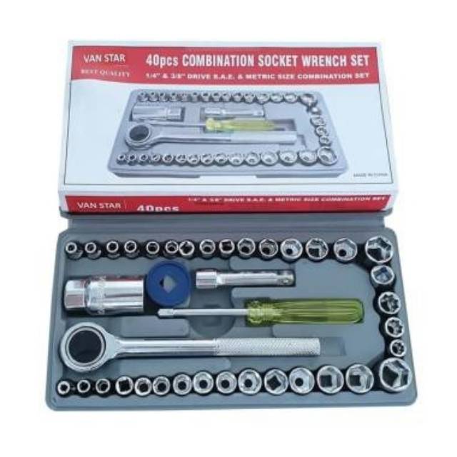 Kunci Shock 40pcs Mobil Sepedah Motor Set Terlengkap sok Sock Socket Tool Kit  Ring Tools Kombinasi
