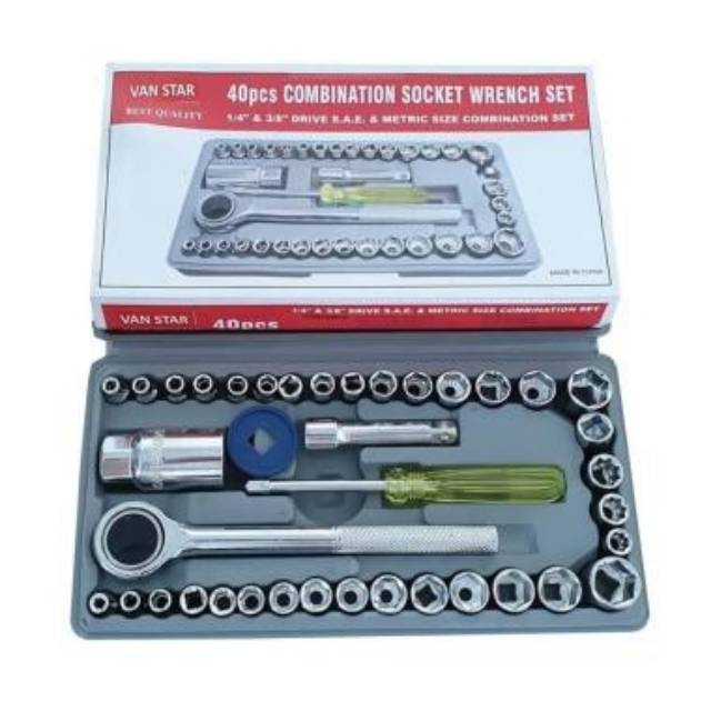 Kunci Shock 40pcs Mobil Sepedah Motor Set Terlengkap sok Sock Socket Tool Kit  Ring Tools Kombinasi