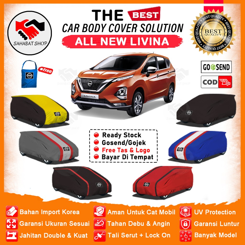 Sahabat Body Cover Mobil Livina / Sarung Penutup Nissan All New Livina Outdoor / Mantel Selimut Tutup Mantol Pelindung Kerudung Jas Pembungkus Kelambu Tutupan Bungkus Kerodong Terpal Mobil Livina Waterproof Anti Air Model Orange