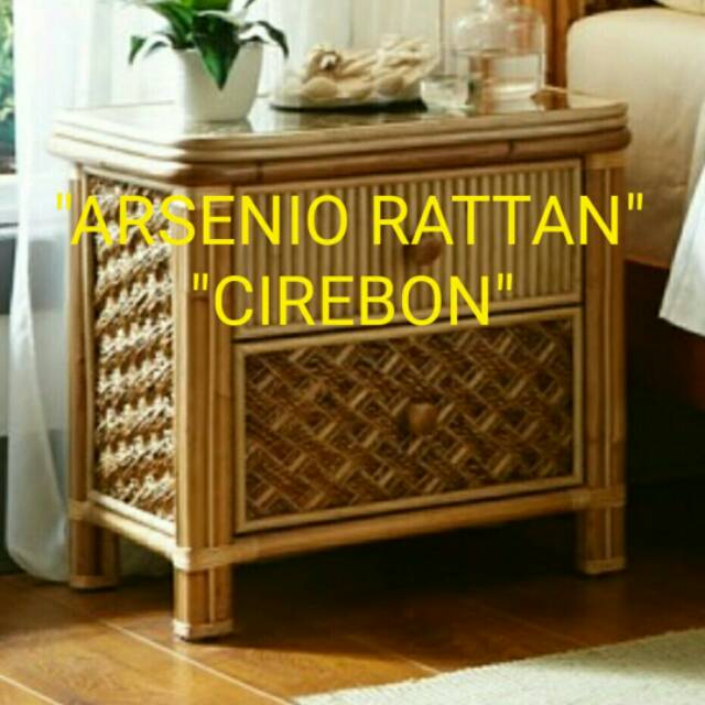 Rak Laci Drawer 2 Rotan Alam Asli KWALITAS EXPORT